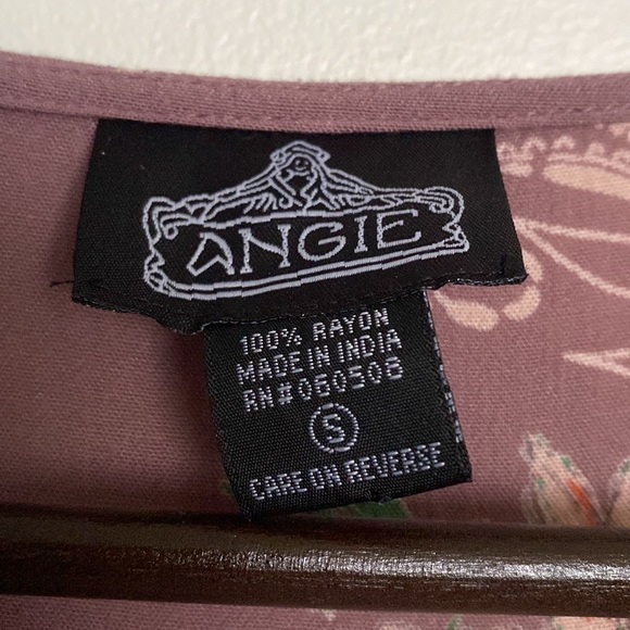 Angie Mauve Purple Lavender Floral Long Sleeve V-Neck Button Maxi Dress Gypsy - Picture 6 of 6